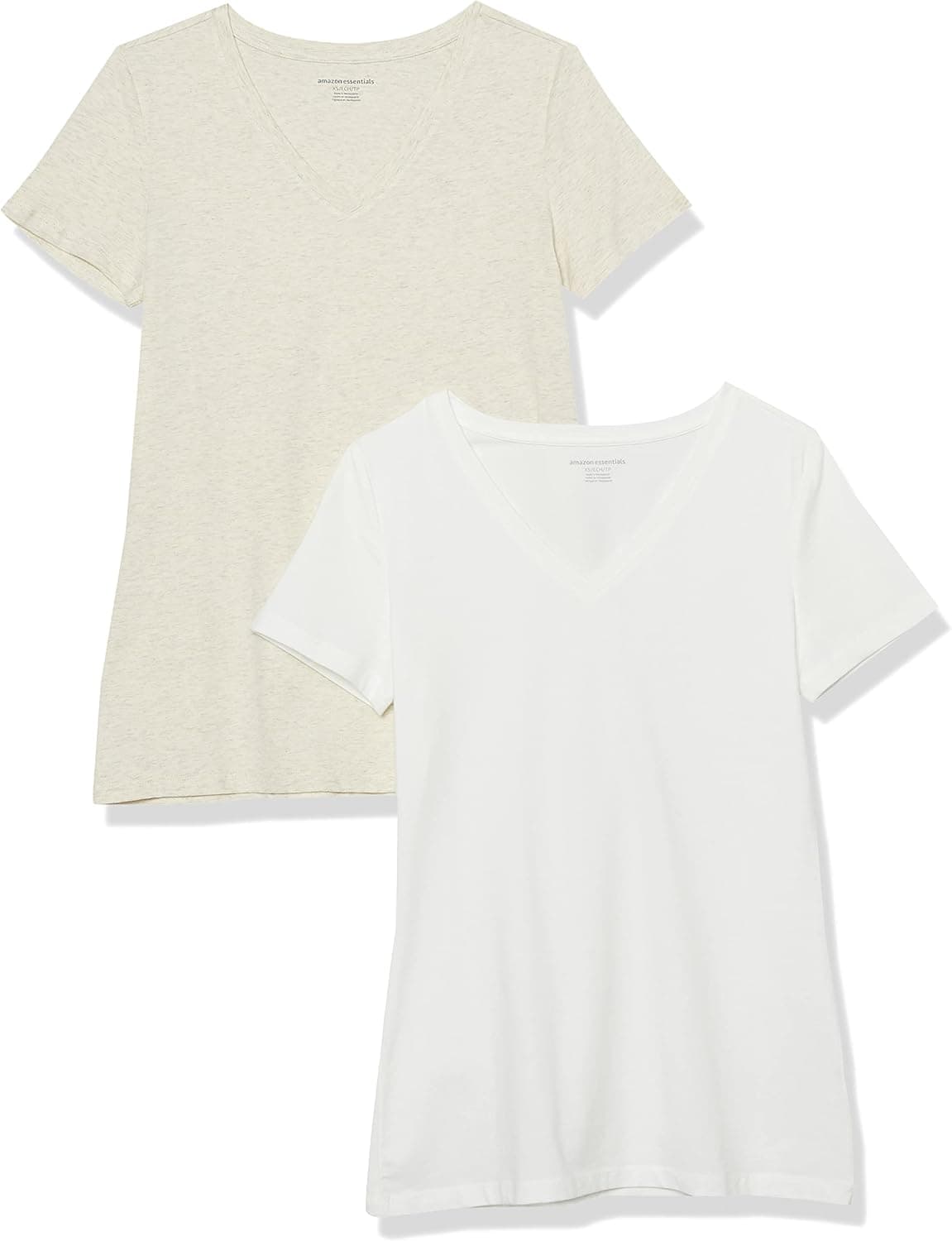 Amazon Essentials T-Shirt Col en V, à Manches Courtes, Coupe Standard Femme, Packs Multiples