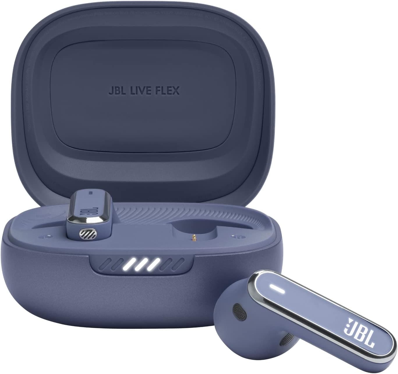 JBL Live Flex, écouteurs sans fil, technologie bluetooth 5.3, réduction de bruit et son spatial JBL, jusqu'à 40 h d'autonomie, Blues