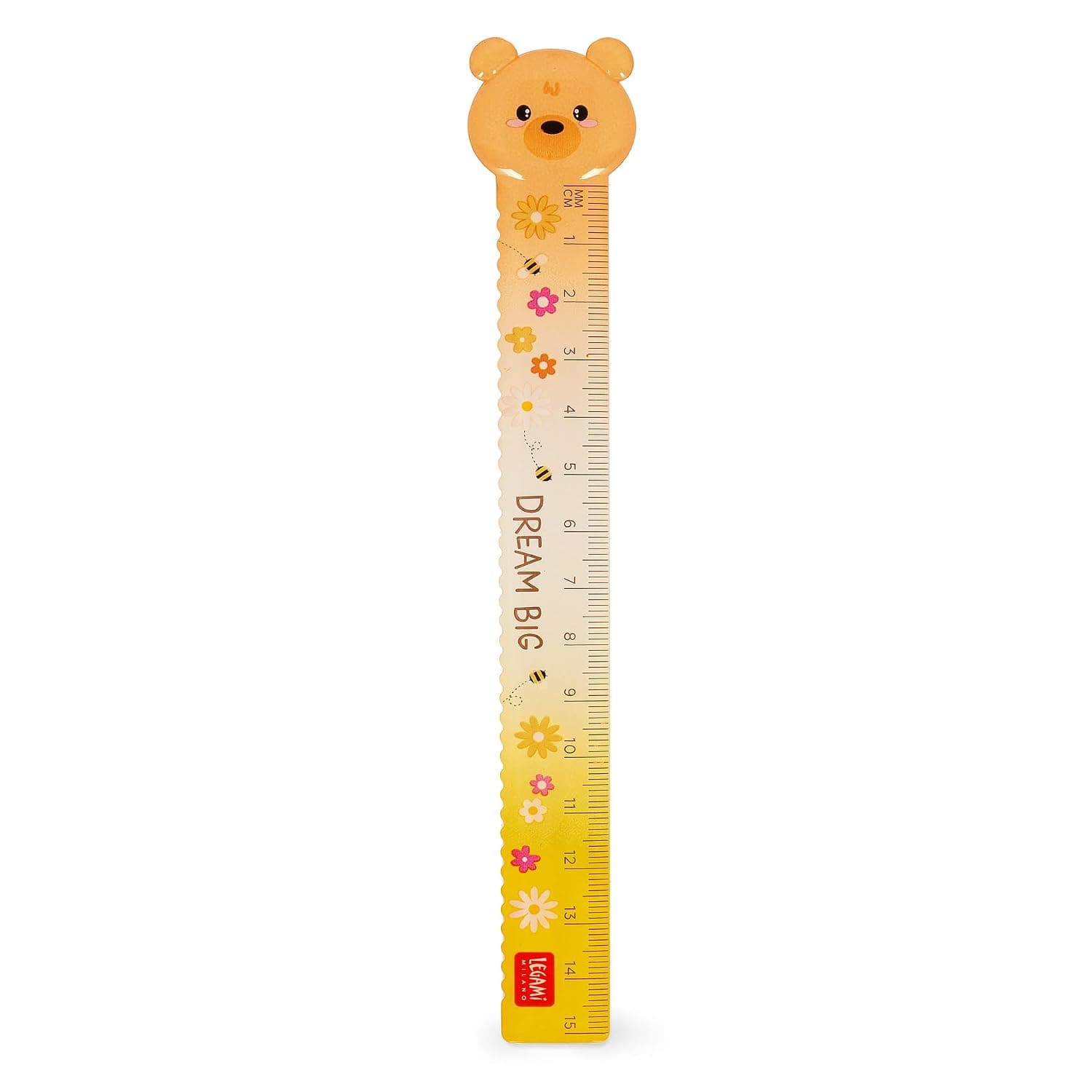 Legami - Règle à thème Teddy Bear, en plastique, 15 cm | Pour mesurer, souligner et tracer des lignes nettes et précises