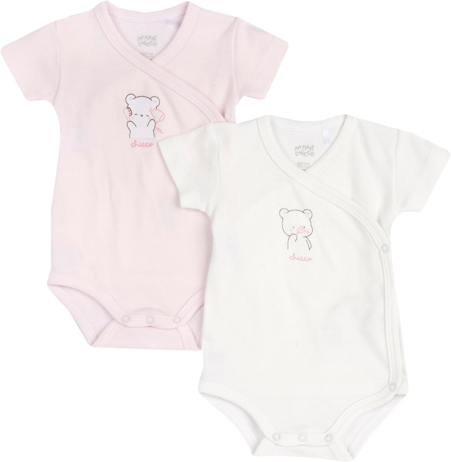 Chicco, Body Bébé Manches Courtes, avec Confortable Ouverture Frontale avec Boutons, en Coton Doux, Lavable en Machine, Vêtements Bébé 0-24 Mois, Idée Cadeau Naissance, Conçu en Italie