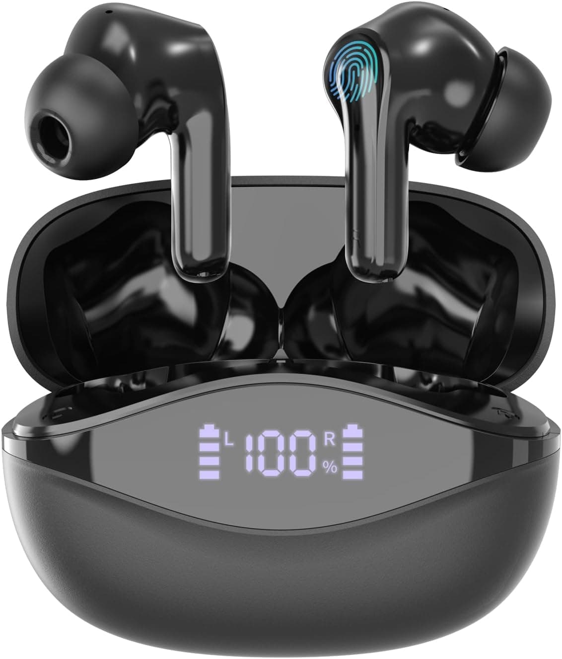Ecouteurs Bluetooth sans Fil, Bluetooth 5.3 Ecouteurs sans Fil,Ecouteurs Hi-FI Son Stéréo,Écouteurs 35H Durée de Lecture CVC Réduction de Bruit USB C Casque for iOS Android