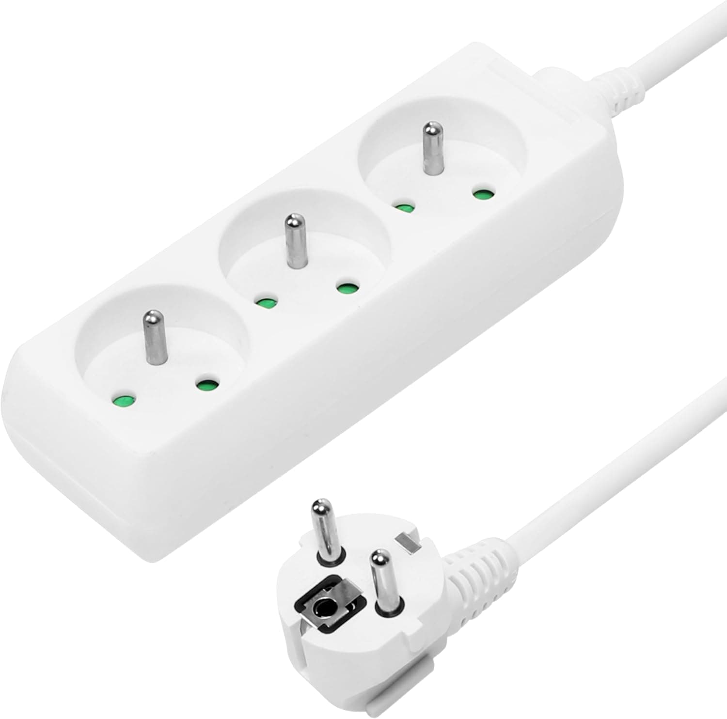 PremiumCord Multiprise 10m, 3 Prises, Rallonge 230V, 3 Prises Françaises Tournées à 45°, Multiprise de Qualité avec Sécurité Enfant, Couleur Blanc