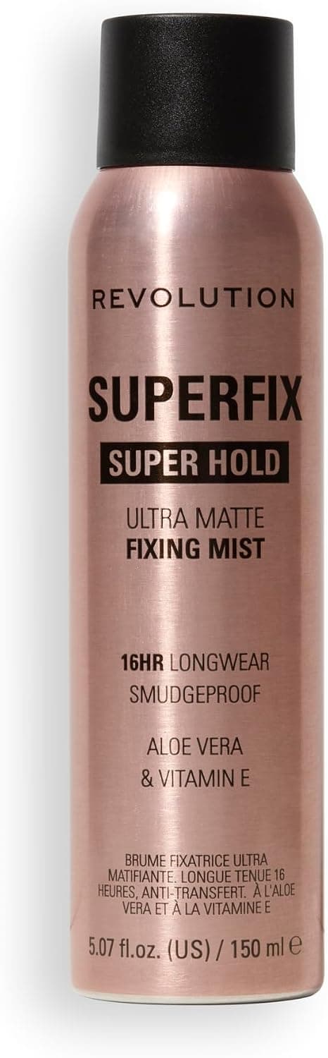 Revolution Superfix Spray Fixateur de Maquillage en Brume | Fini Ultra Mat et Sans Brillance, Longue Tenue, à la Vitamine E, 150ml