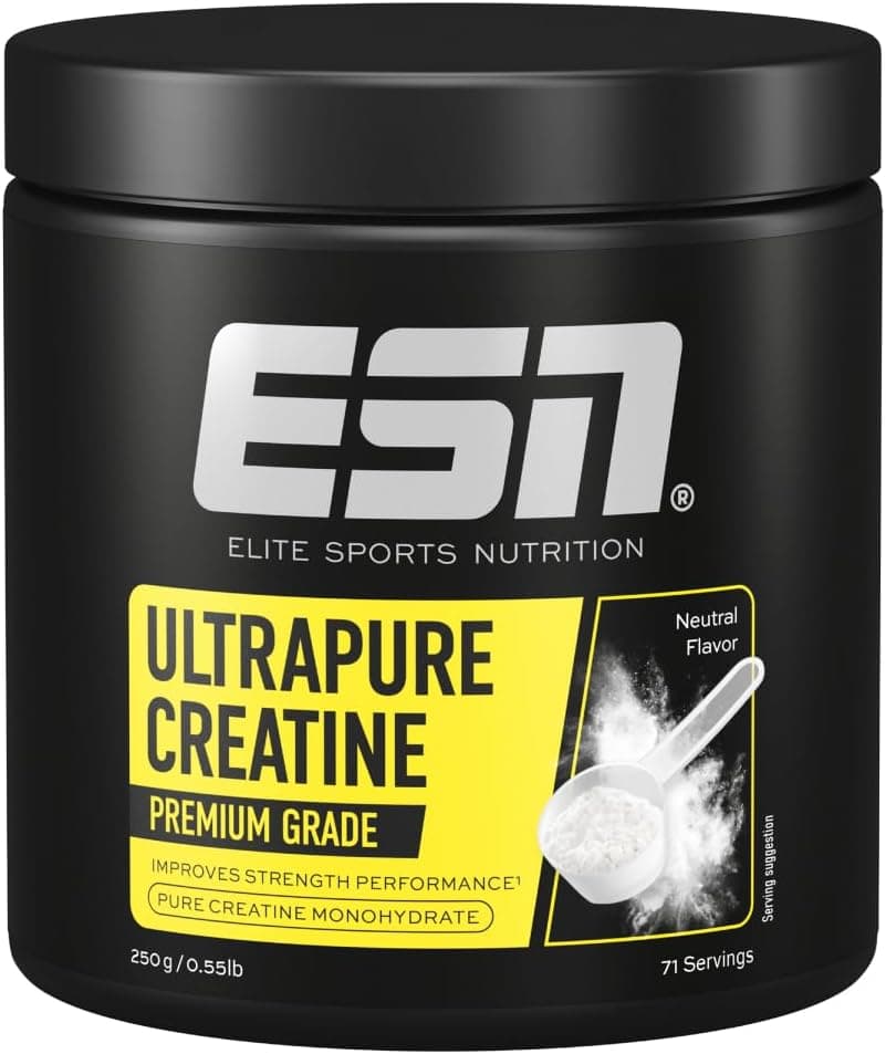 ESN Créatine monohydrate ultra pure, 250 g, 71 portions, neutre, créatine en poudre, microfine, solubilité optimale, végétalienne - fabriquée en Allemagne