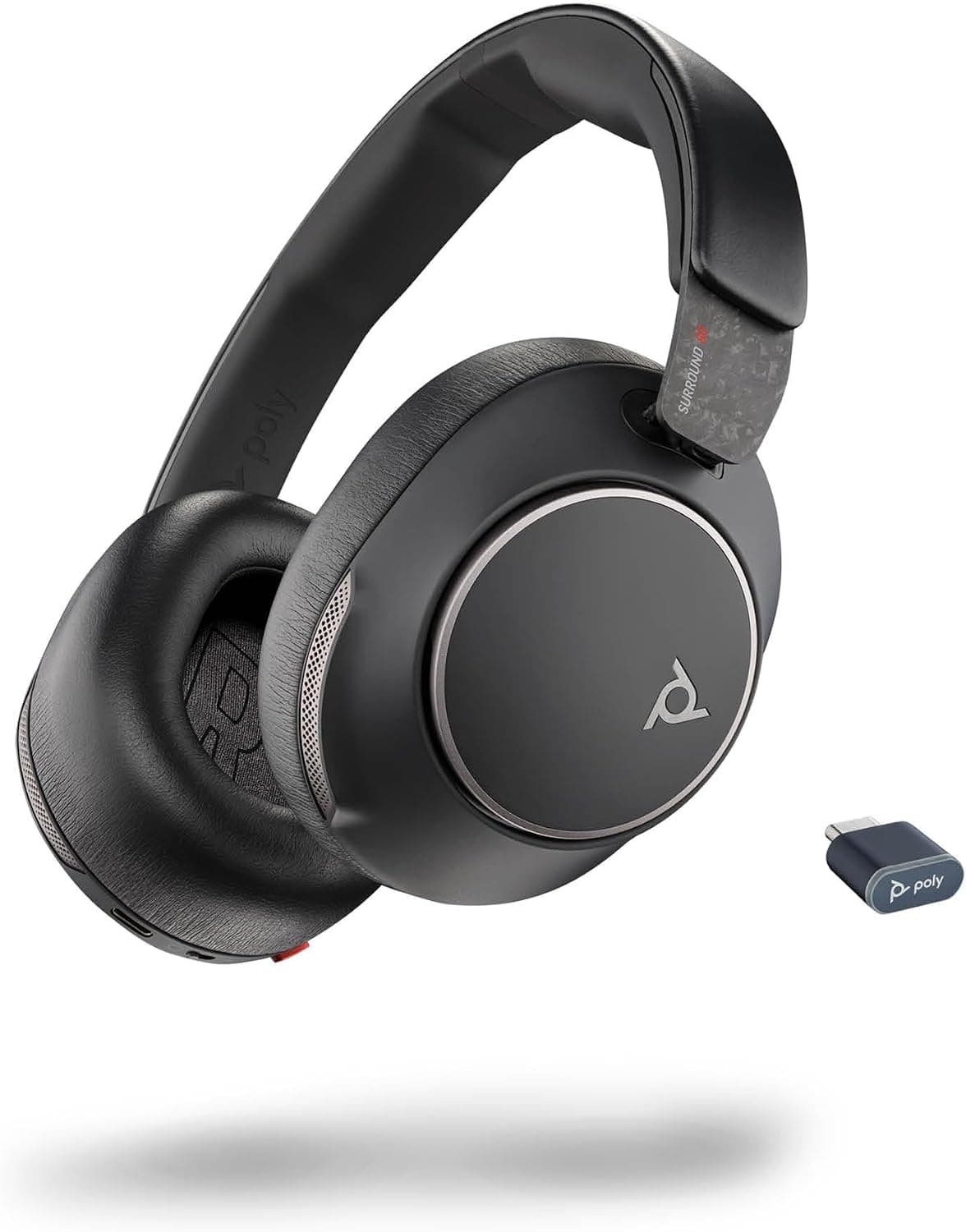 Micro-casque Poly Voyager Surround 80 UC Bluetooth (Plantronics) – Microphones antibruit pour des appels clairs – Système ANC adaptatif – iPhone, Android, PC/Mac, Zoom et Microsoft Teams (certifié)