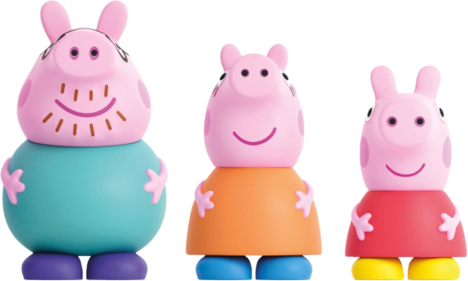 Peppa Pig – Set de 3 Figurines de Bain Peppa Pig – Jouets d'eau et de Bain – Comprend Maman, Papa et Peppa (DeQube 919D00046)