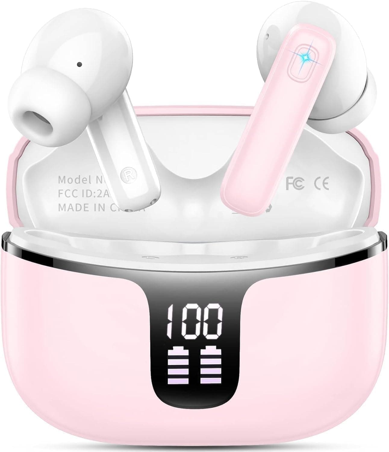 Drsaec Écouteurs sans Fil Bluetooth 5.4, écouteurs Intra-Auriculaires Bluetooth avec 4 micros ENC, écouteurs sans Fil 40 Heures, réduction du Bruit des Basses, Affichage LED/USB-C, étanchéité IP7