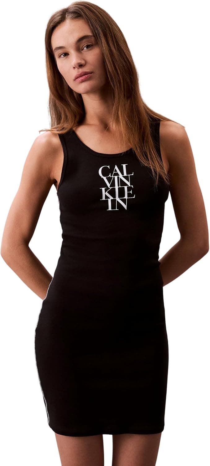 Calvin Klein Robe-Débardeur Femme Cotton Rib Mini