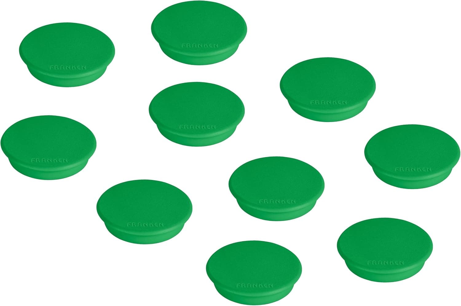 FRANKEN HM20 02 Lot de 10 aimants ronds de qualité supérieure pour bureau, maison, atelier, idéal pour tableaux blancs, réfrigérateur, tableaux de plantation ou vitrines, 24 mm, vert