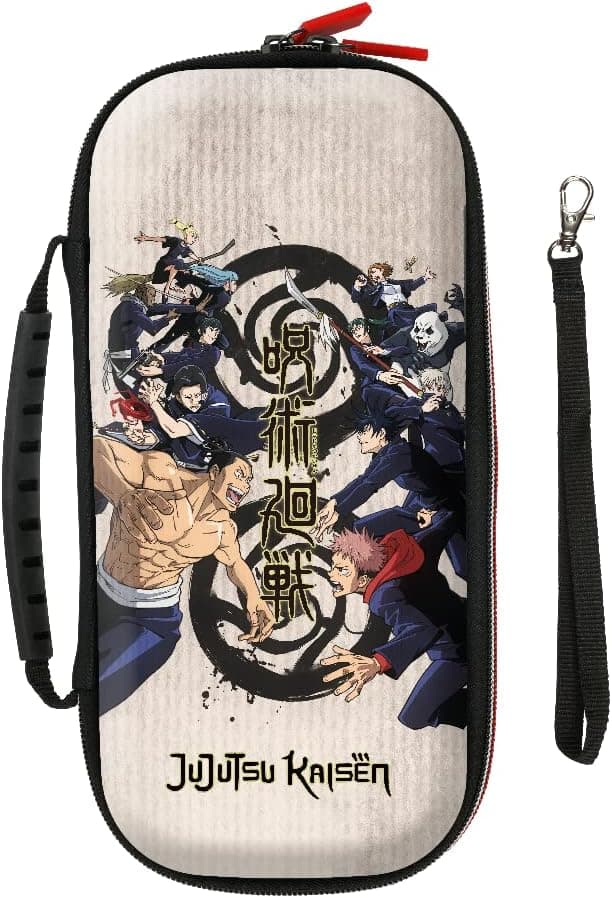 Konix Jujutsu Kaisen Housse de Protection et Transport pour Consoles Nintendo Switch, Switch Lite et Switch OLED - Rangement 8 Jeux - Beige