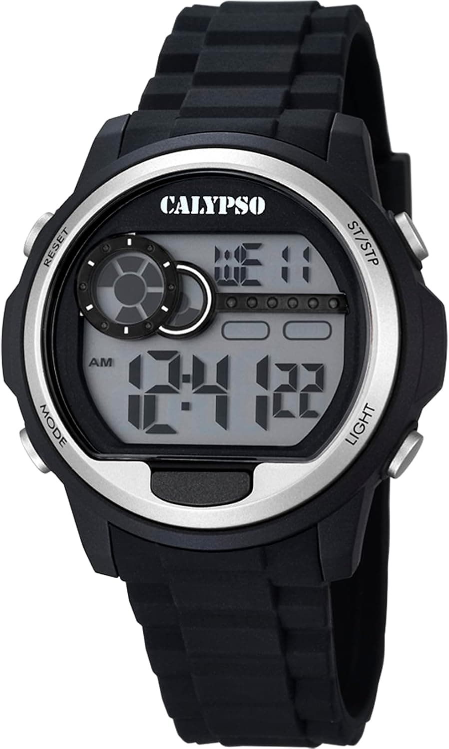 Calypso Montre Digitale Sport Homme Caoutchouc Noir - 10 ATM, Date, Chronographe, Double Fuseau, Lumière, Alarme, 12/24 h - K5667/1 Digital for Man