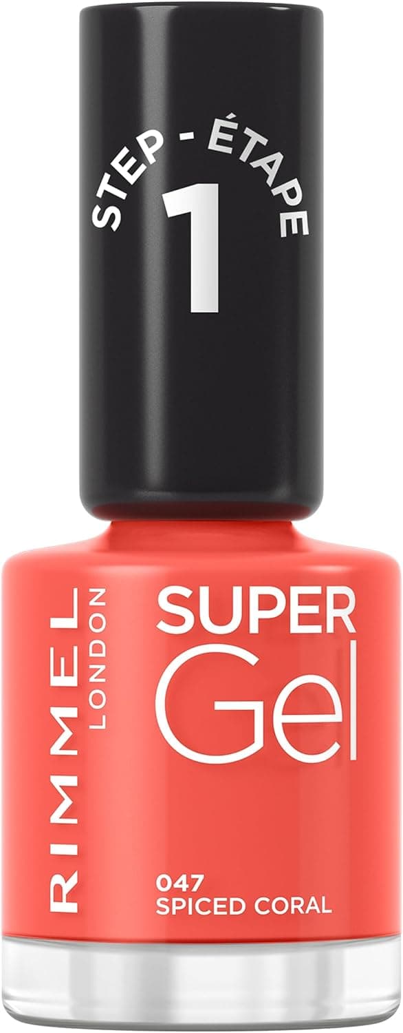 Rimmel, Vernis à Ongles Super Gel, 047 Spiced coral, Vernis Gel, Résultat Professionnel, Longue Tenue, Sèche comme un Vernis Classique, 12 ml