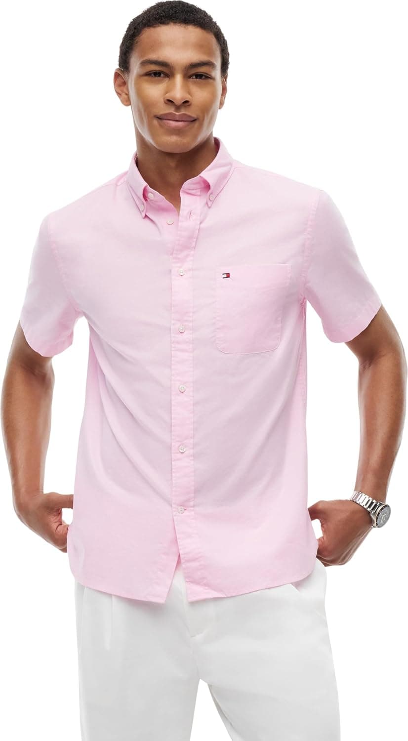 Tommy Hilfiger Light Oxford Solid SS BD Shirt Mw0mw42285 Chemise S/S Homme