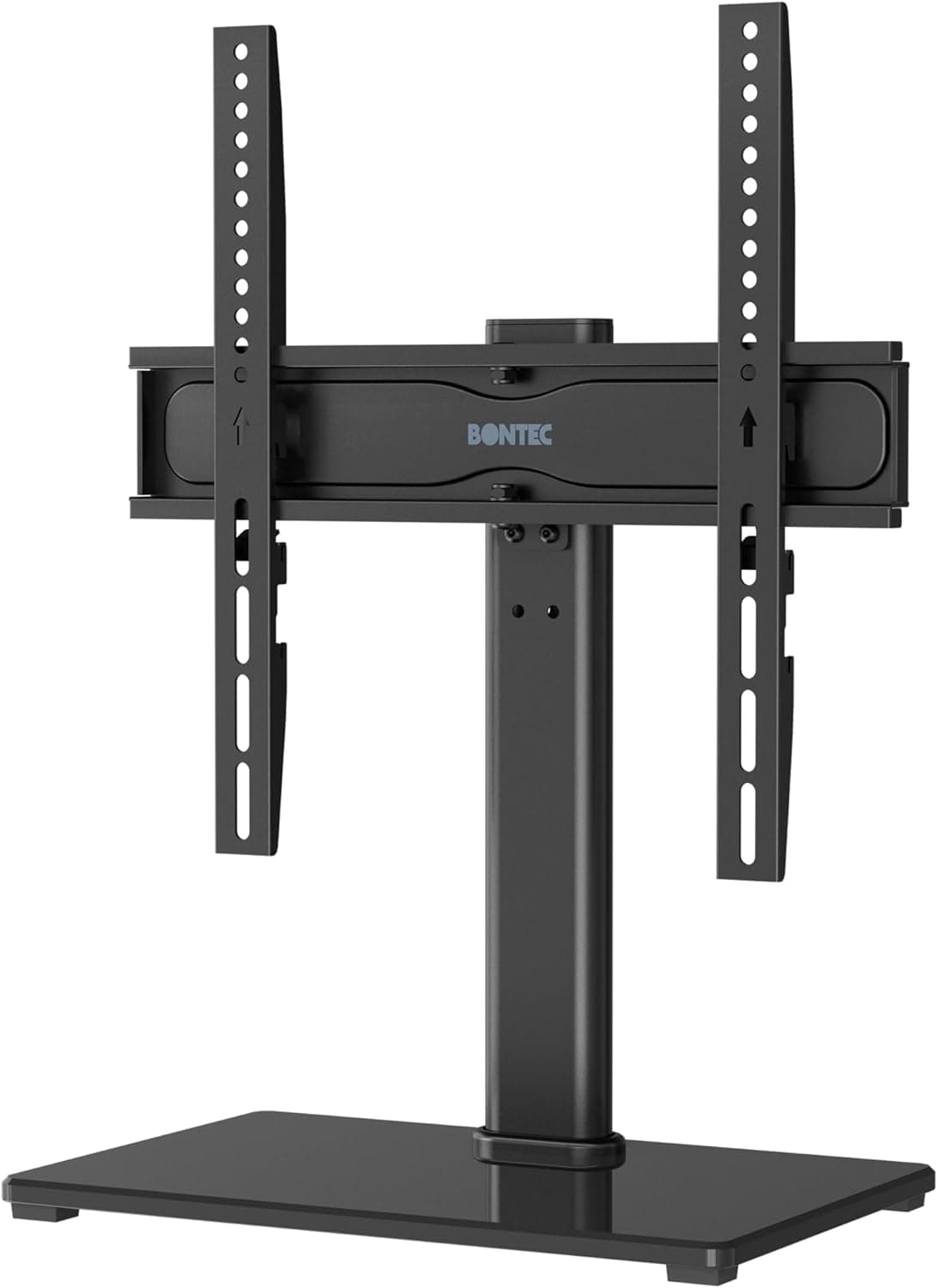 BONTEC Support TV sur Pied TV Universel Pivotant pour Télévisions de 24 à 60 Pouces LCD/LED/Plasma Hauteur Réglable avec Base en Verre Trempé de 8 mm - Charge Maximal 45kg Max VESA 400x400 mm