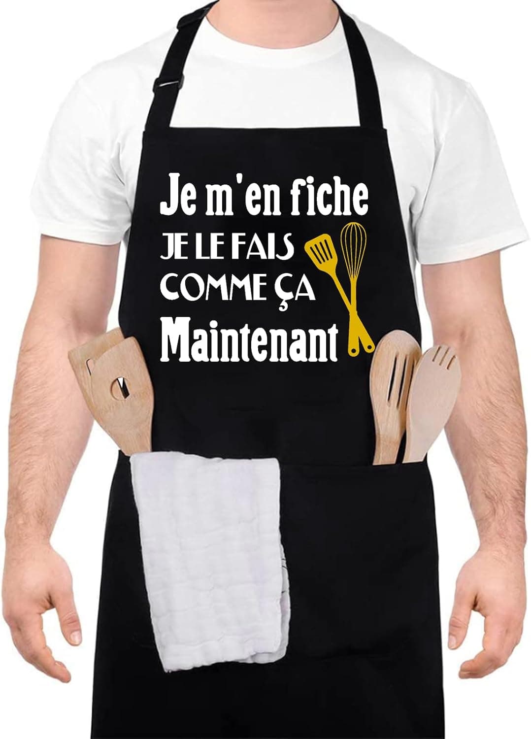 Barbecue Homme, Tablier de Cuisine pour Homme | Réglable Étanche Noir Tablier BBQ personnalisé pour Barbecue Fête, Fête des Pères, Anniversaire