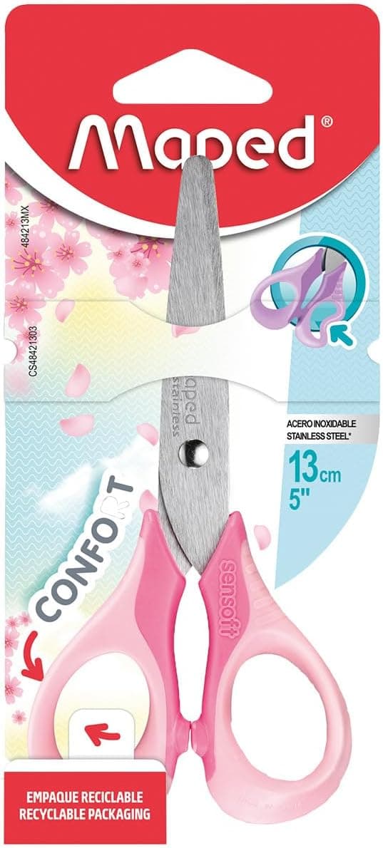 Maped - Ciseaux Sensoft 13 cm - ciseaux enfant - Coloris Pastel Aléatoire