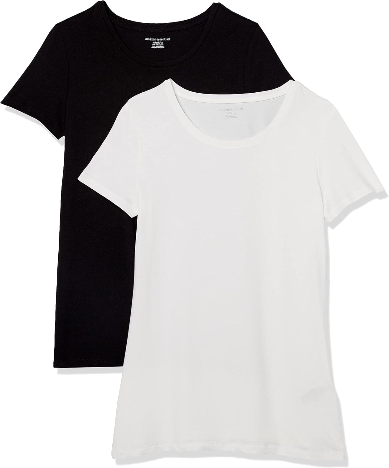 Amazon Essentials T-Shirt Ras-Du-Cou à Manches Courtes, Coupe Standard Femme, Packs Multiples