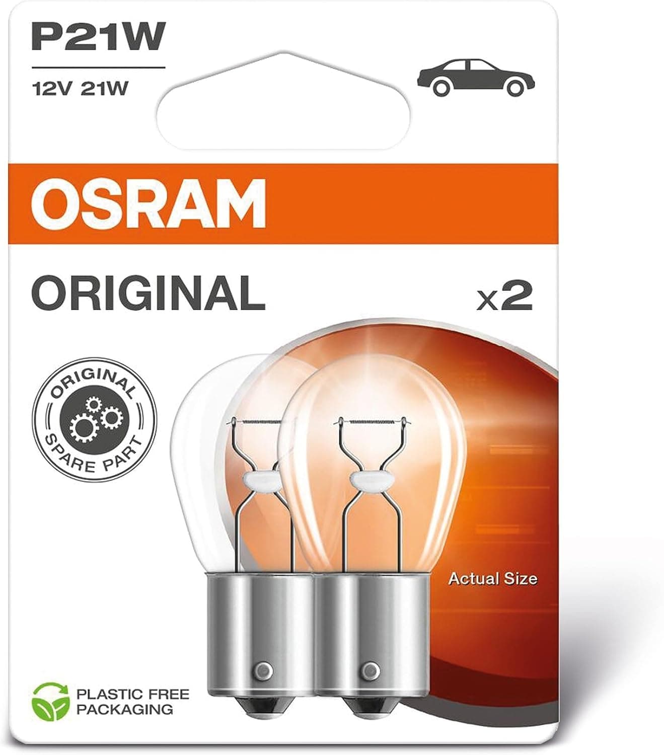 OSRAM ORIGINAL LINE 12V, P21W, lampe de signalisation, base en métal, double blister, (2 lampes), white
