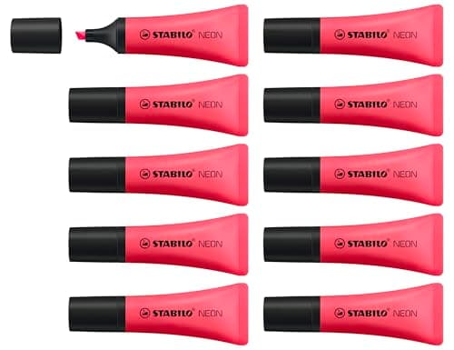 STABILO NEON Surligneurs Fluo Lot de 10 Rose