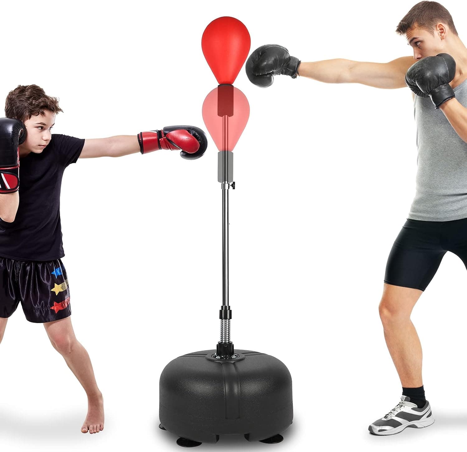 Dripex Punching Ball sur Pied Sac de Frappe Boxe Adolescent avec 6 Ventouses Hauteur Réglable 135 à 155 cm