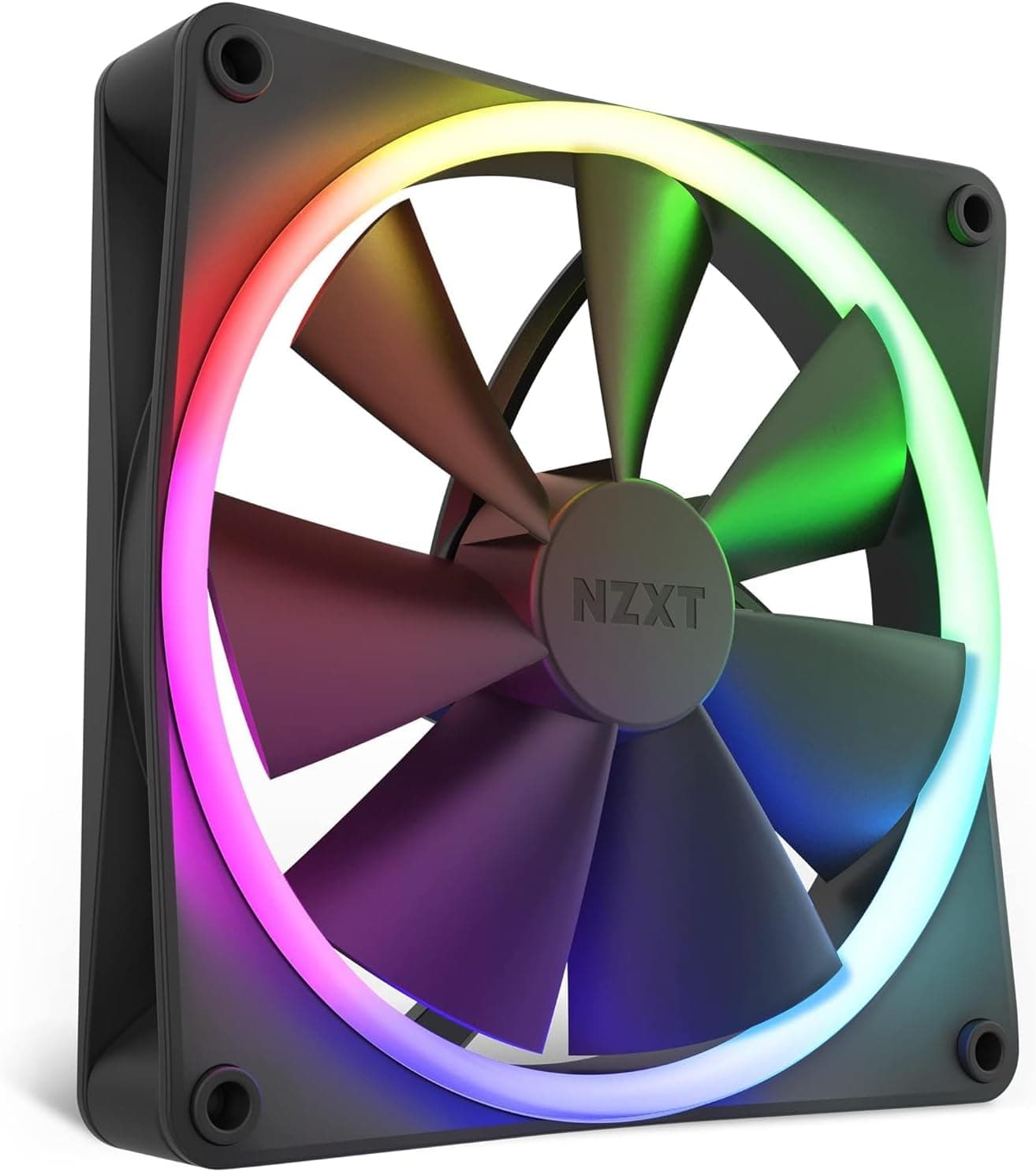 NZXT F140 Ventilateur RGB - RF-R14SF-B1 - Personnalisation avancée de l'éclairage RGB - Refroidissement silencieux - Vendu seul (contrôleur requis et non inclus) - Ventilateur 140 mm - Noir