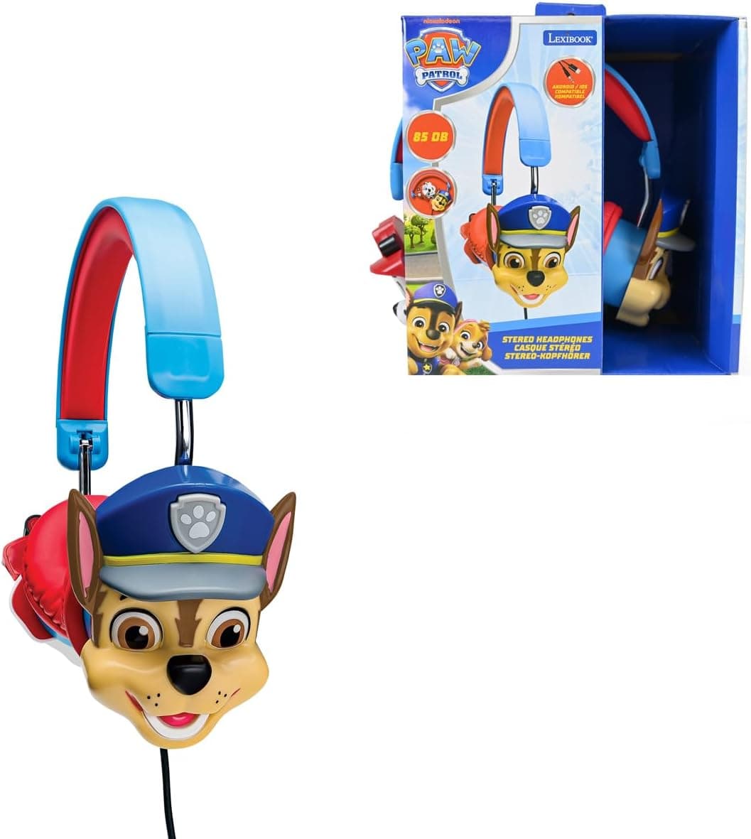 Lexibook, Pat' Patrouille, Casque stéréo Filaire Pliable avec limitation de Volume d'écoute Chase, Bleu, HP015PA2