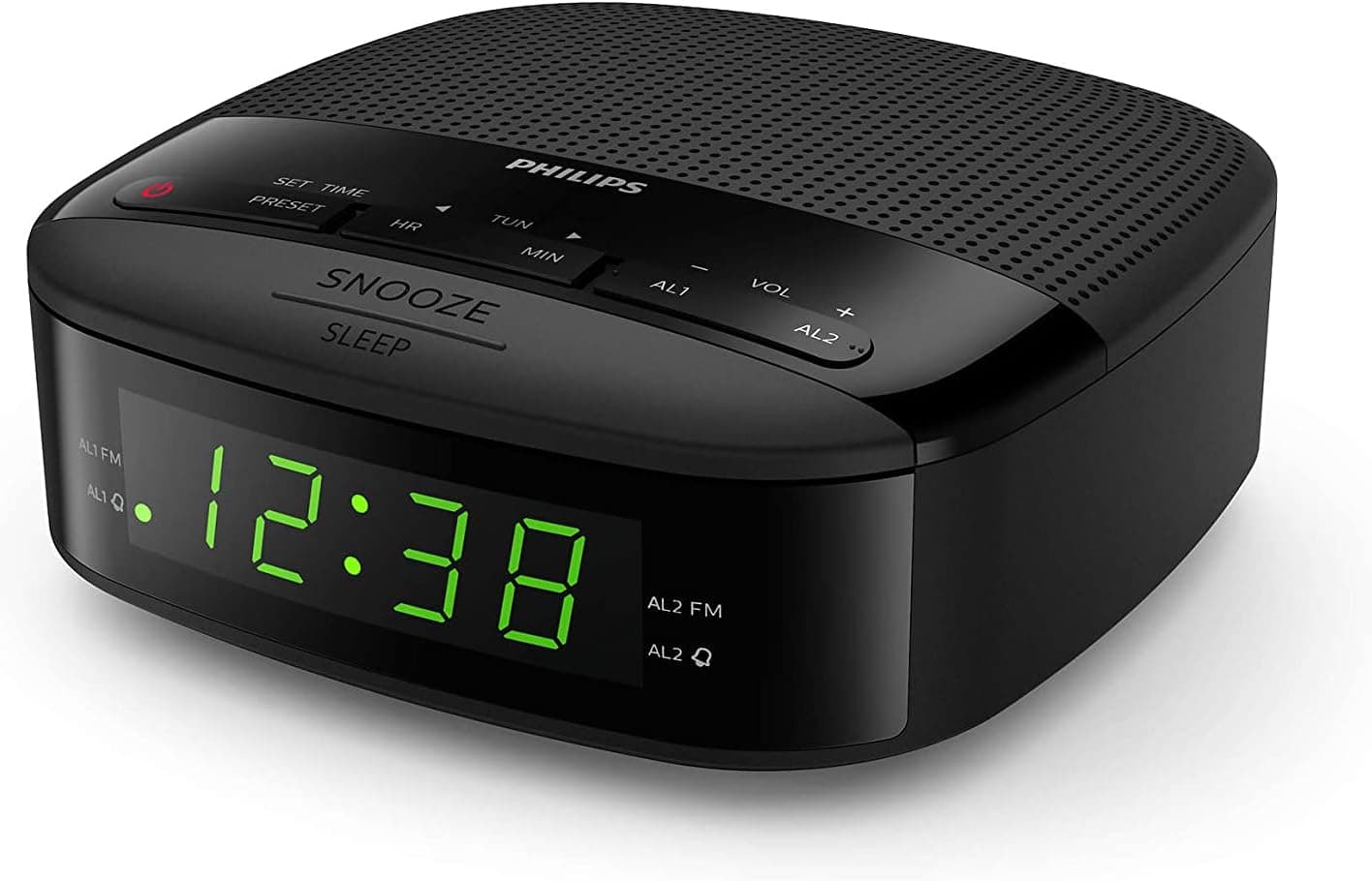 Philips Audio R3205/12 Radio-réveil, Radio FM (Double Alarme, Arrêt programmé, Radio numérique, Forme compacte, Batterie de Secours, Jusqu'à 10 présélection)