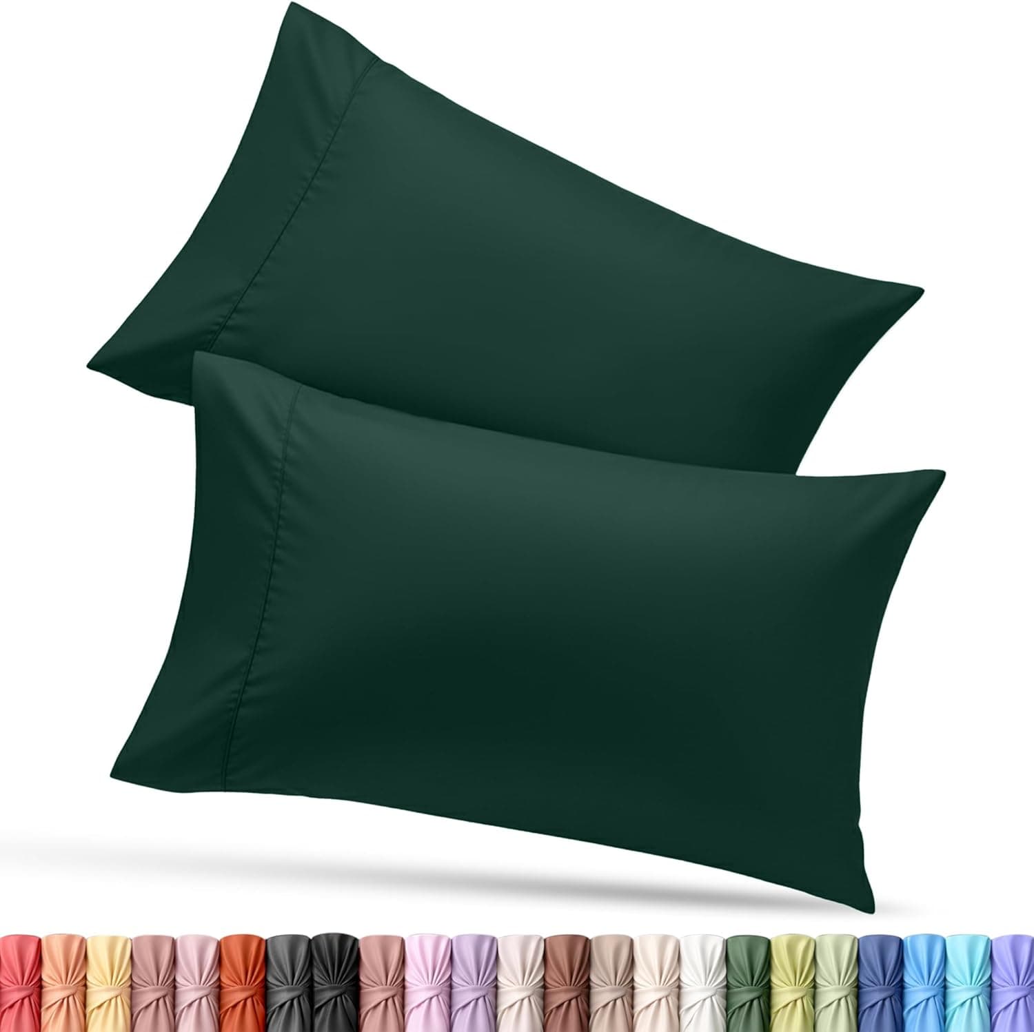 Utopia Bedding Lot de 2 taies d'oreiller Queen – Fermeture à rabat – Tissu en microfibre brossée douce – Housses résistantes au rétrécissement et à la décoloration, 50,8 x 76,2 cm (grand lit, émeraude