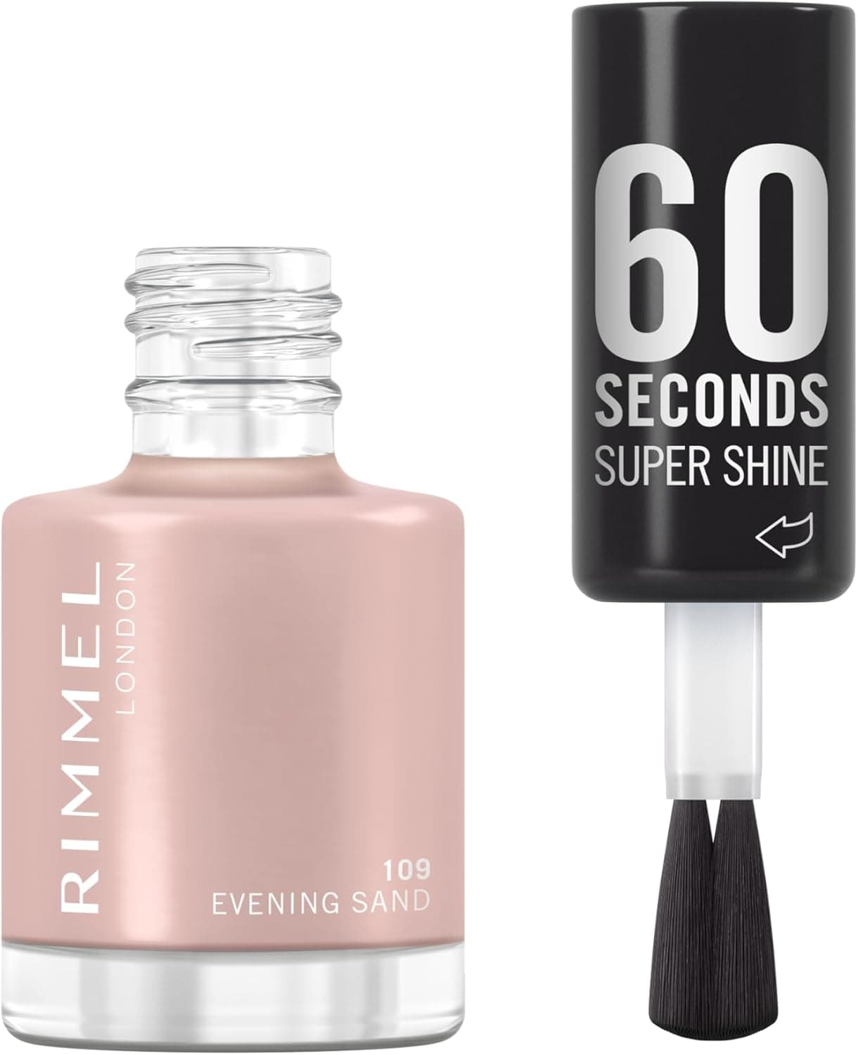 Rimmel 60 Seconds Super Shine Vernis à ongles, 109 Evening Sand, Vernis à séchage rapide, Couleur vive, Longue tenue, 8 ml
