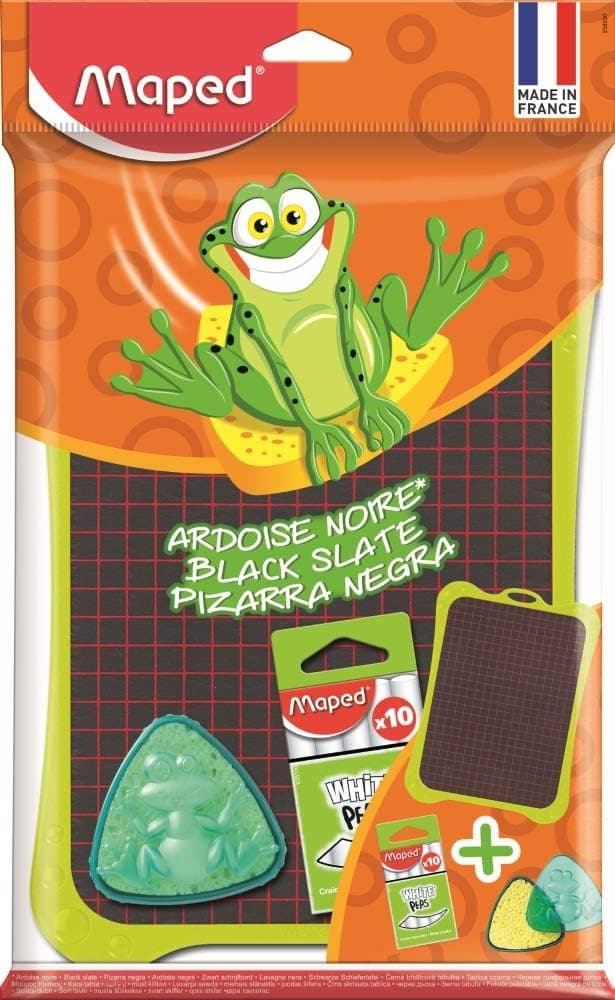 Maped Ardoise à craie, plastique uni/quadrillé 20 x 28 cm Noire Avec Accessoires