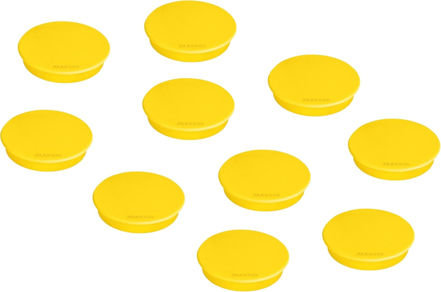 FRANKEN HM30 04 Lot de 10 aimants ronds de qualité supérieure pour bureau, maison, atelier, idéal pour tableaux blancs, réfrigérateur, tableaux de plantation ou vitrines, 32 mm, jaune