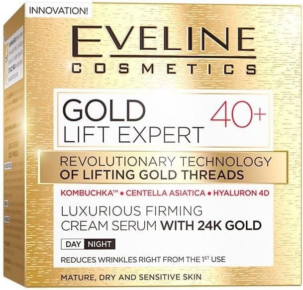 Eveline Cosmetics Gold Lift Expert luxueux sérum à crème serrée étroitement avec or 24k, jour et nuit, 40+, 50 ml