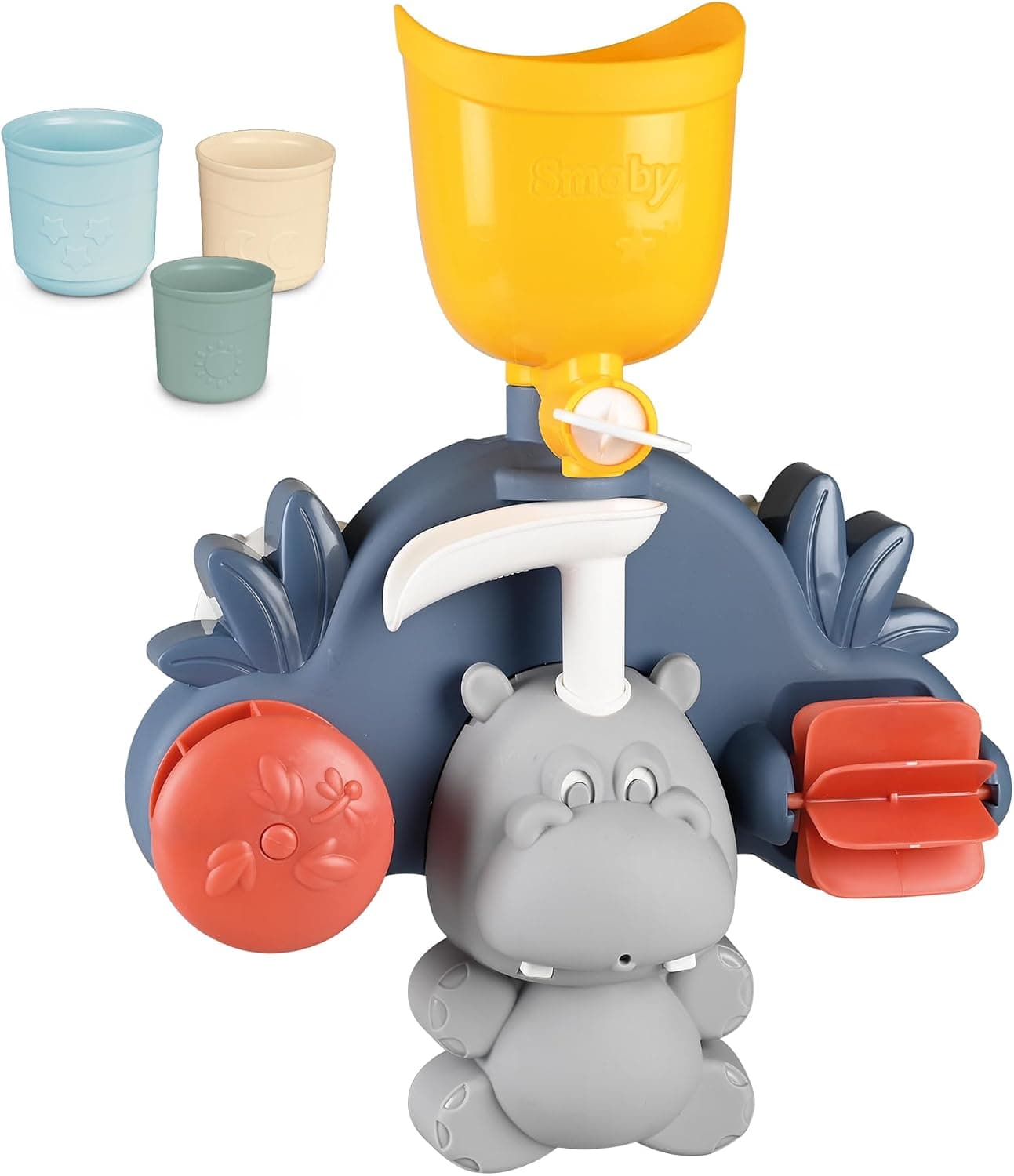 Smoby Little Hippo - Jouet de Bain - Fixation Ventouses - Gobelets Inclus - A Partir de 12 Mois - Fabrication Française