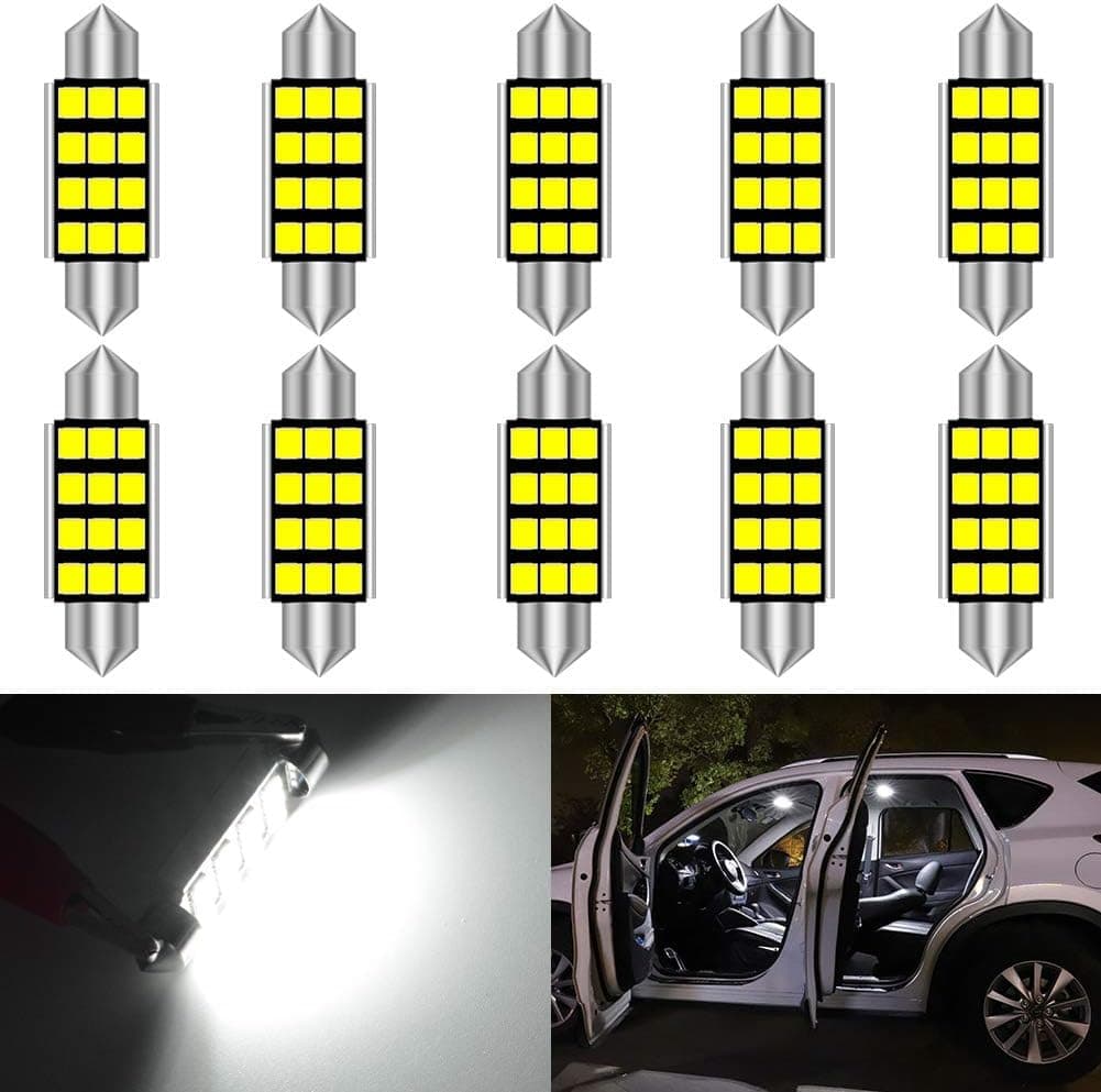KATUR 211 212 211-2 Festoon C5W LED Ampoules Feu Blanc 42mm Canbus Gratuit pour 214-2 560 569 578 6413 Lumière Intérieure, Plafonnier, Plafonnier, Plafonnier, Plafonnier (Lot de 10)
