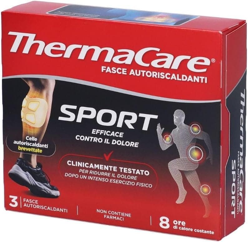 ThermaCare Sport Lot de 3 bandes auto-chauffantes pour douleurs musculaires après un exercice physique intense, soulagement ciblé et prolongé, 8 heures de chaleur thérapeutique constante, sans