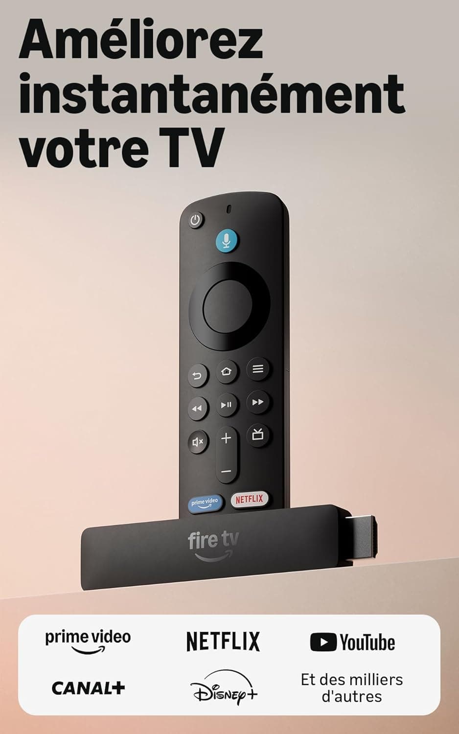 Amazon Fire TV Stick HD (nouvelle génération) : TV gratuite et en direct, télécommande vocale Alexa, alimentation via votre TV, configuration facile, trouvez vos séries plus rapidement avec Alexa+