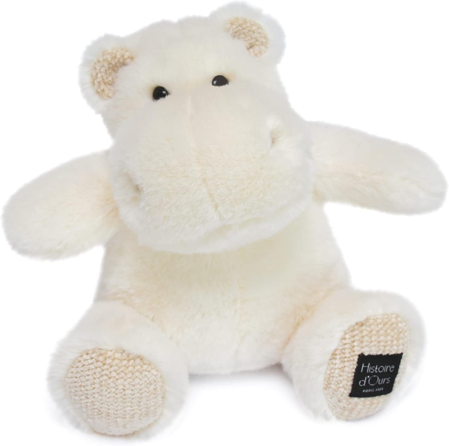HISTOIRE D'OURS - Peluche Hippopotame - Hip'Chic - Ivoire - 25 Cm - Peluche Douce et Mignonne pour les Calins - Idée Cadeau de Naissance et Anniversaire pour Fille et Garçon - L'HIPPO - HO3090