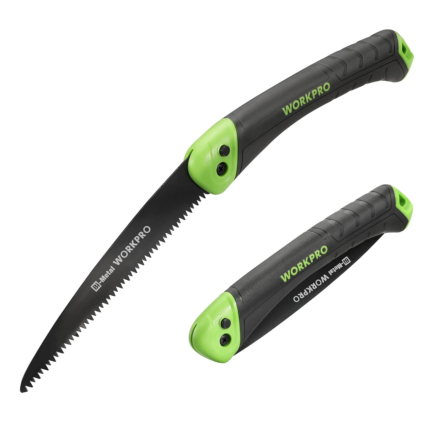 WORKPRO Scie Elaguer à Main Bimétal, Scie Pliante avec Dent à Triple de Coupe et Verrouillage de Sécurité pour Elagage, Emondage, Jardinage, Camping