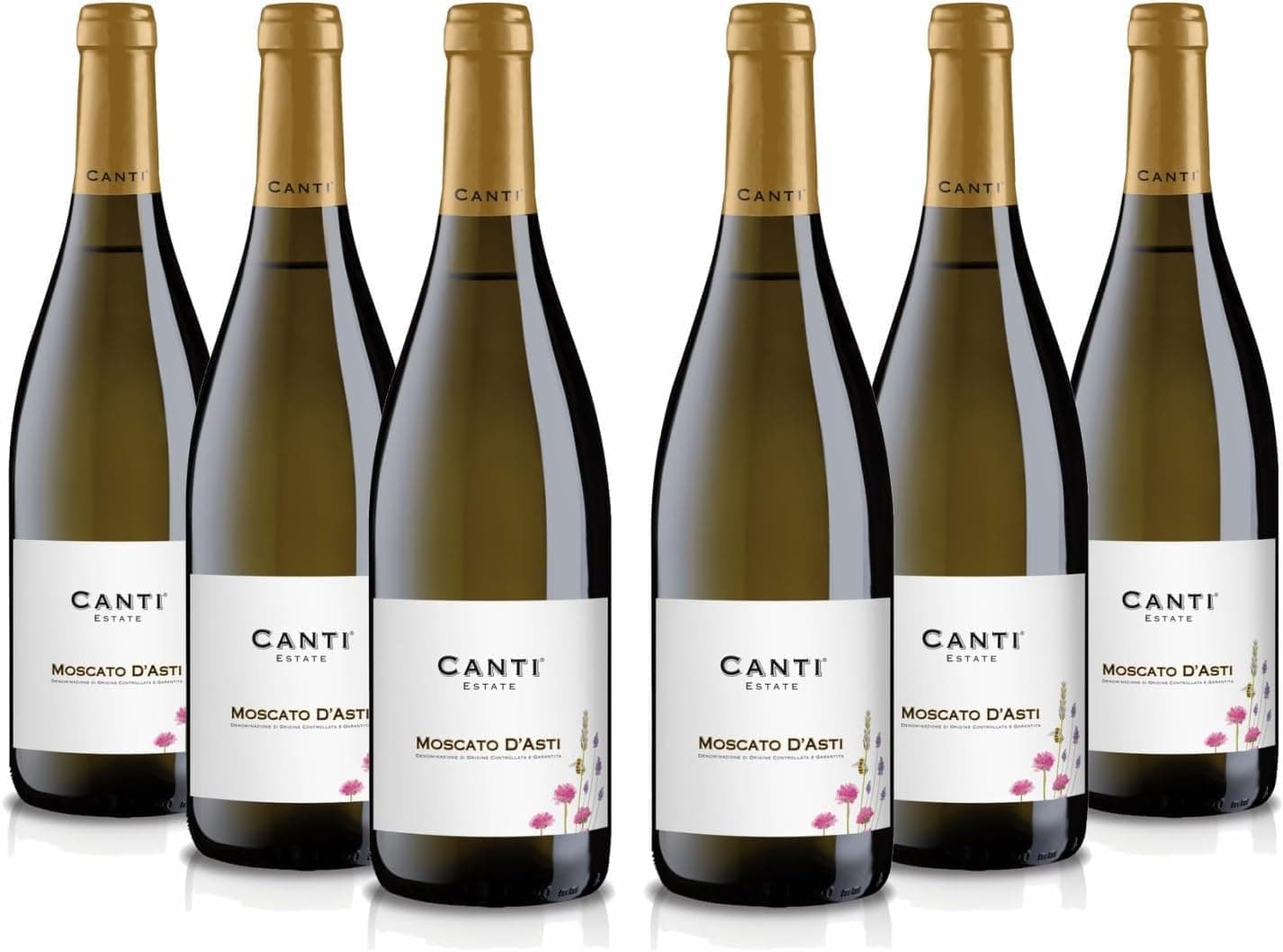 Canti - Moscato d'Asti D.O.C.G. Vin Petillant, Moscato, Élaboré à Partir du Cépage du Piémont, Goût Fruité et Doux, 6x750 ml