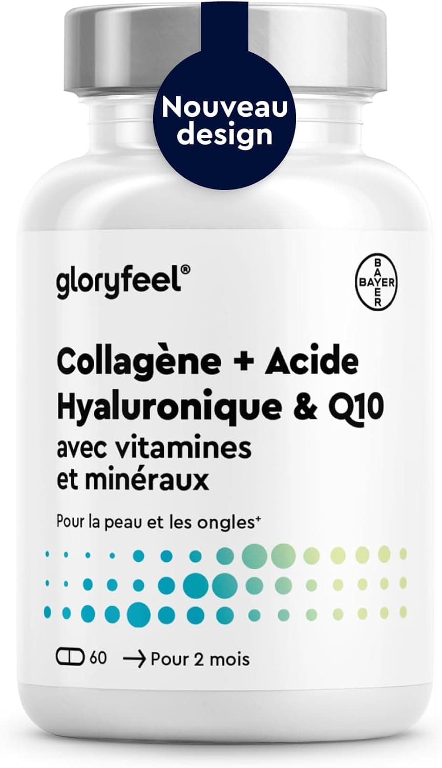 Collagene Marin + Acide Hyaluronique & Q10, Enrichi en Zinc, Magnésium, Vitamines B12, D3, A & C, 60 Capsules, Complexe Collagène Premium pour la Peau, les Cheveux & les Articulations*, Sans Additifs