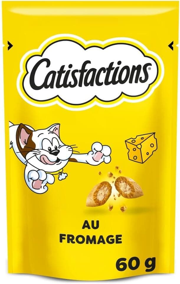 CATISFACTIONS Friandises pour chat au Goût Fromage - Lot de 6 Sachets de 60g - Récompenses Pour Chats Adultes et Chatons