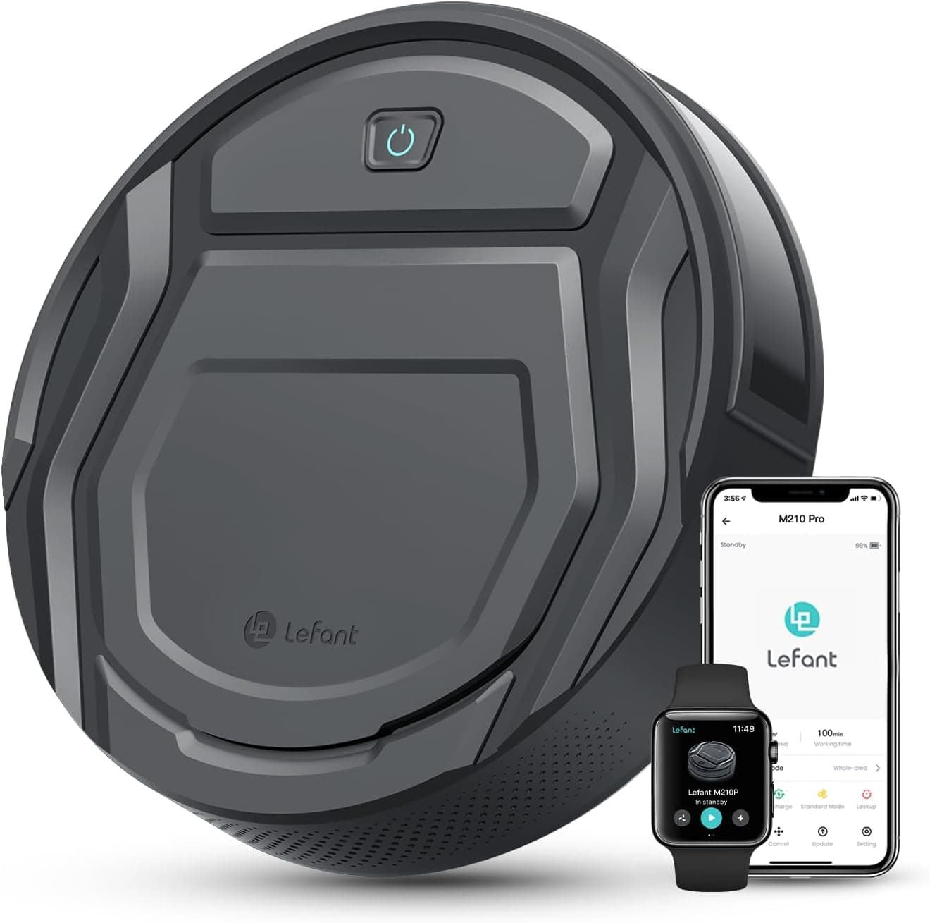 Lefant Aspirateur Robot, Mince Silencieux Connecté WiFi-Bluetooth-Alexa-App, 6 Modes de Nettoyage, Auto-Charge, 120min d'Autonomie, Idéal pour Poils d'animaux Sols Tapis, M210P Girs