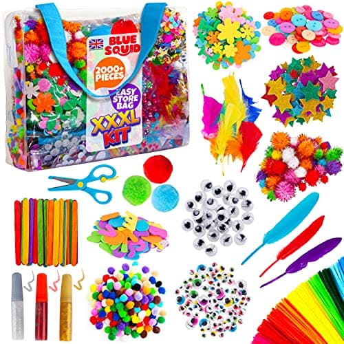 Blue Squid Maxi Sac Activités Manuelles 2000 Pièces pour Enfants 4-12 Ans