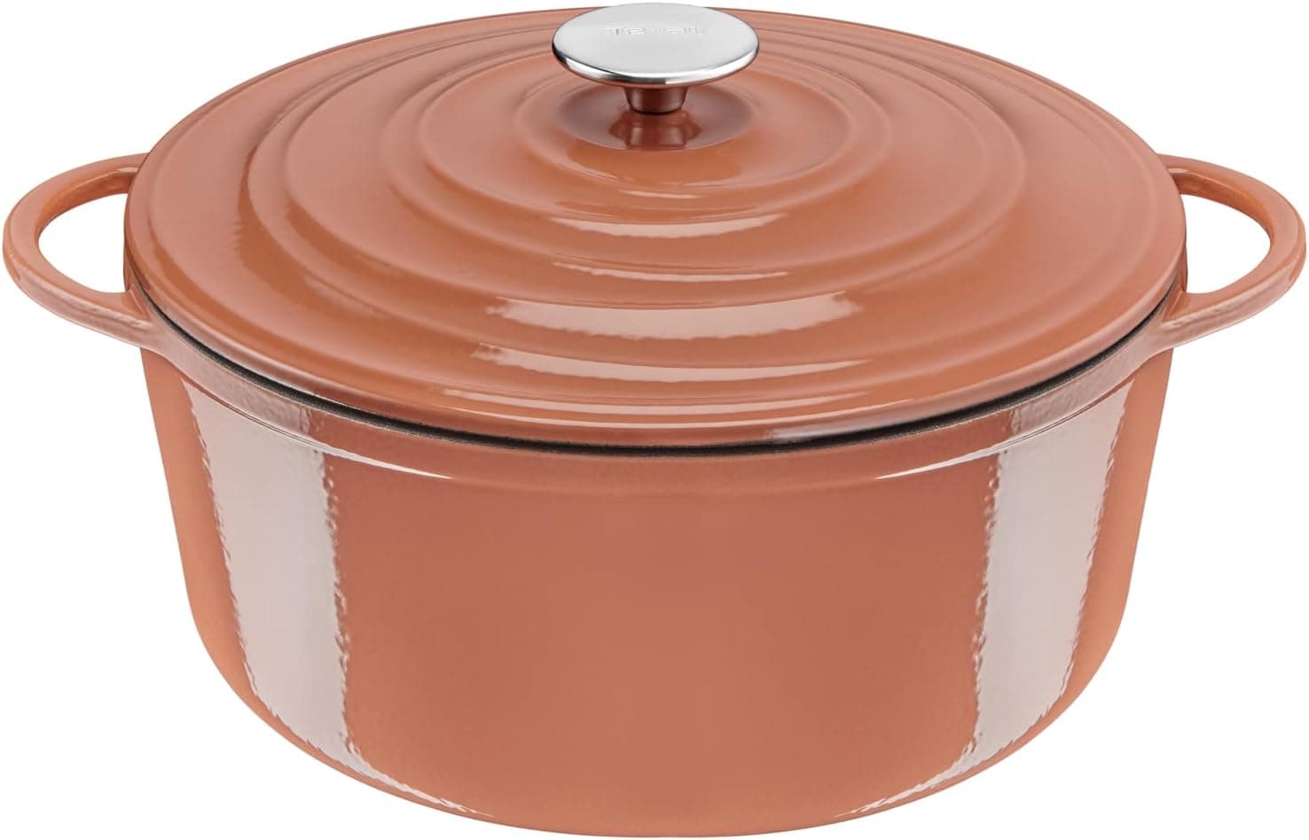 Tefal Lov Cocotte ronde en fonte d’acier 29 cm, Induction, Four, Ecodesign, Cuisson lente et saine, Ebook de recettes inclus, Terracotta E2600505