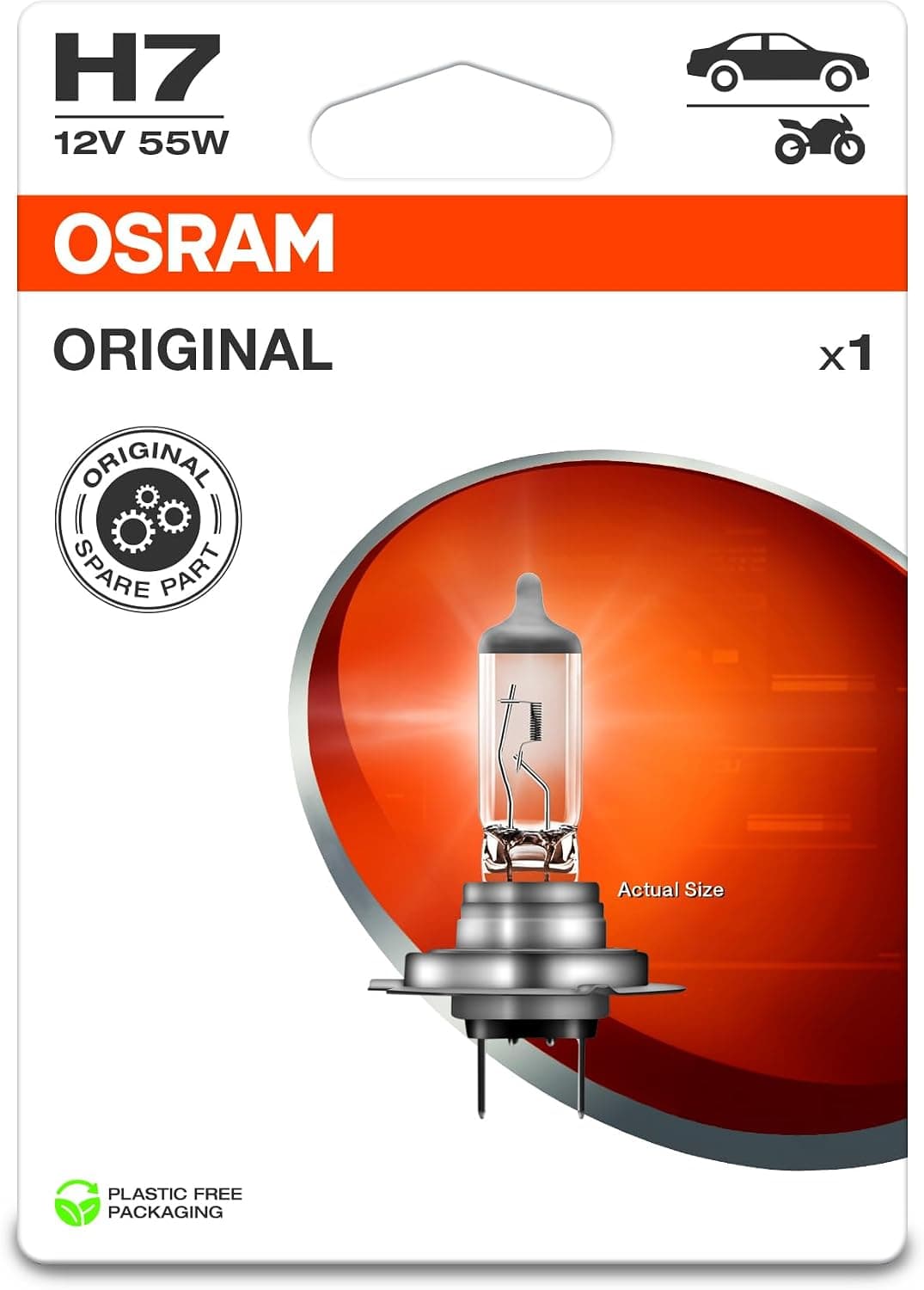 Osram ORIGINAL LINE 12V, H7, halogen headlight lamp, Single Blister (1 lamp)