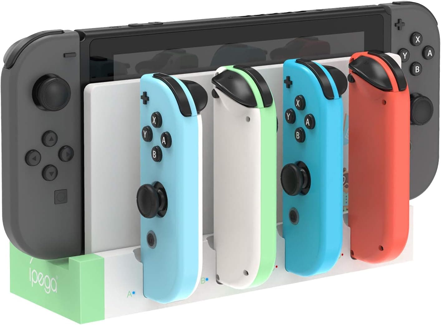 Station de Charge pour Nintendo Switch/OLED Joycon, Vert/Blanc | (Non pour Switch 2) FYOUNG Chargeur Joycon avec Indicateurs LED, Dock de Recharge pour Manettes, Sans Fil Nécessaire