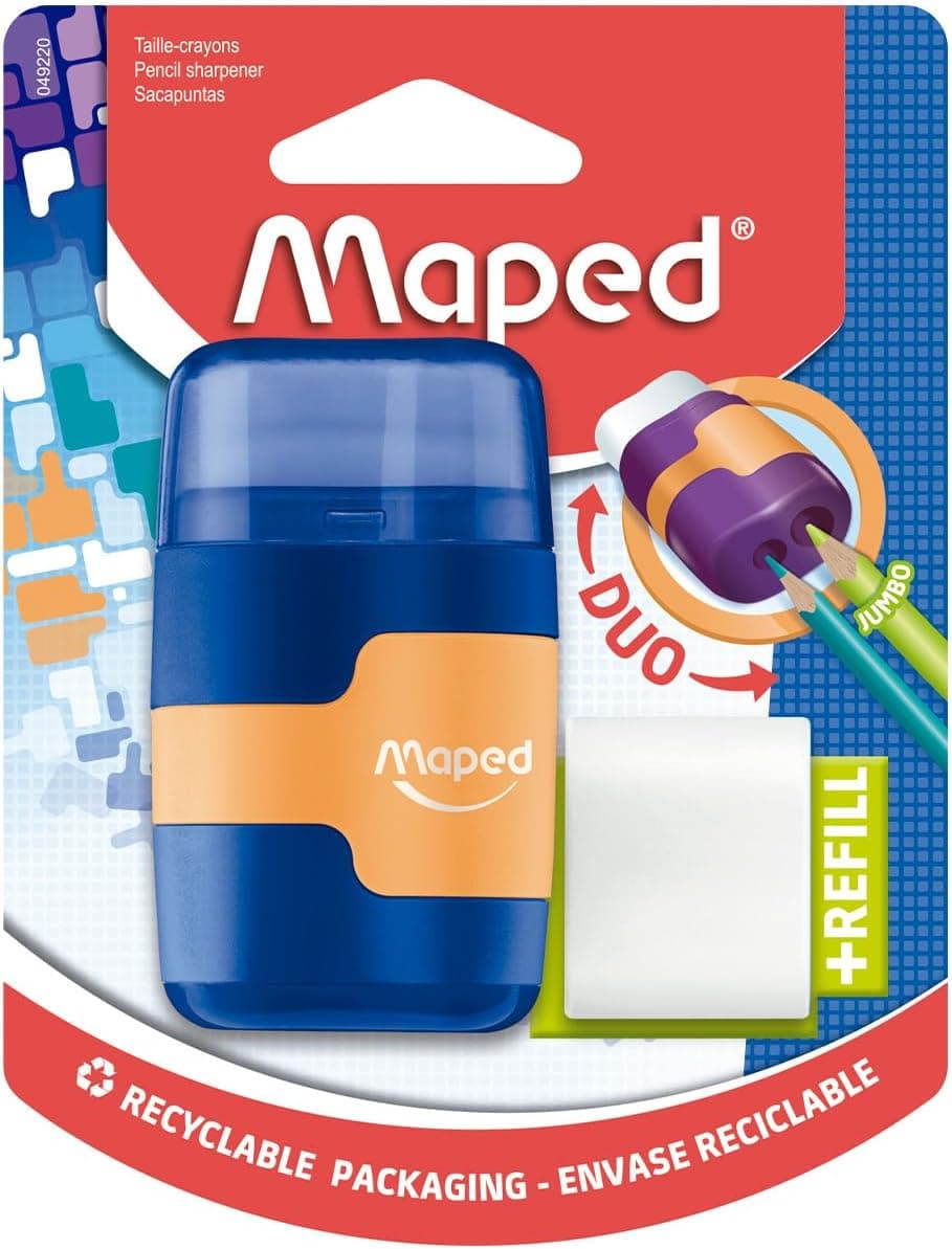 Maped Connect Colour Duo gomme et taille-crayon (couleurs assorties), 49220