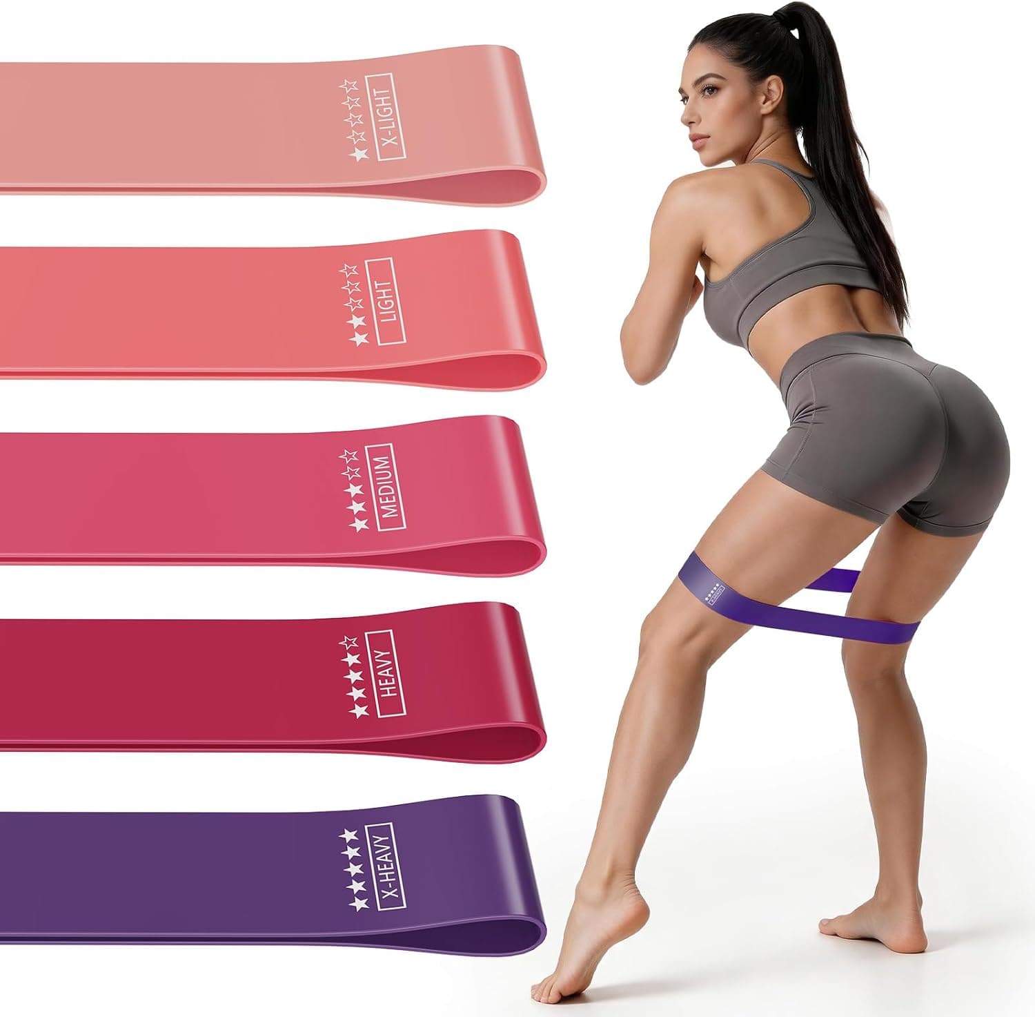 Kit Élastique Musculation - 12 pièces Bandes de Résistance de 5 à 40 lbs et Sangles Cheville de 10 à 30 lbs, Élastique Premium pour Fitness Maison avec Guide d'Entraînement et Sac Inclus