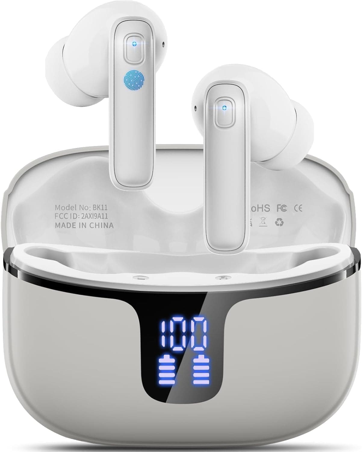 Drsaec Ecouteurs Bluetooth sans Fil,Bluetooth 5.4 Écouteurs sans Fil Intra-Auriculaires HiFi Stéréo avec Réduction de Bruit ENC,40H d'Autonomie,IP7 Étanche,Écran LED,Appairage en Un Pas