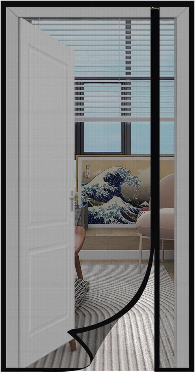 Sekey Moustiquaire Porte Résistant à Griffes de Chat, Moustiquaire Magnétique Ouverture Latérale Rideaux en Fibre de Verre, Balcon Anti Insectes, Installation Facile, 100x220cm